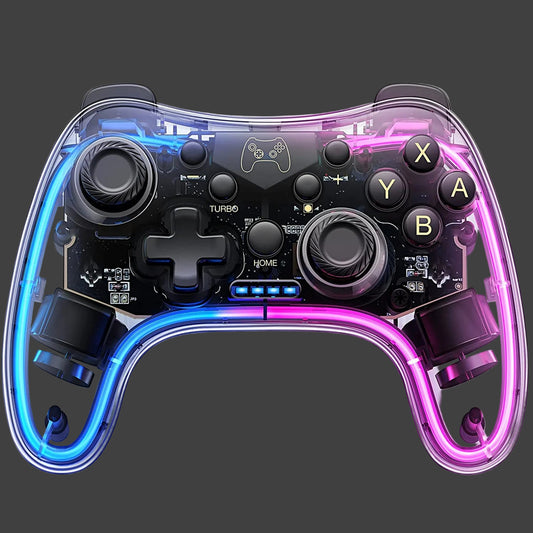 Controller with RGB Breathing LED, Switch Controllers Remote Supports Multi-Platform&App with Turbo, Wake-Up Function