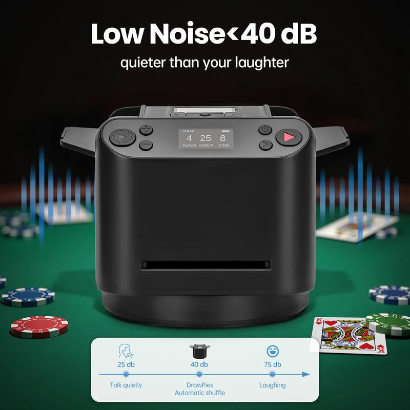 Drawpies 2-In-1 Automatic Card Shuffler &Dealer 4 Drawing Remotes Adjustable Dealing Distance for Poker Night UNO Phase 10 Board Games & More
