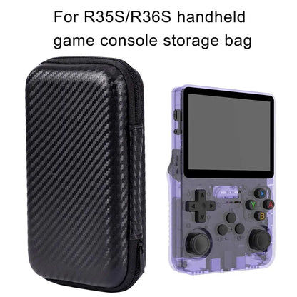 EVA Storage Bag for R35S RG35XX BAG Game Console Protective Black Case Carbon Fiber Texture Travel Bag