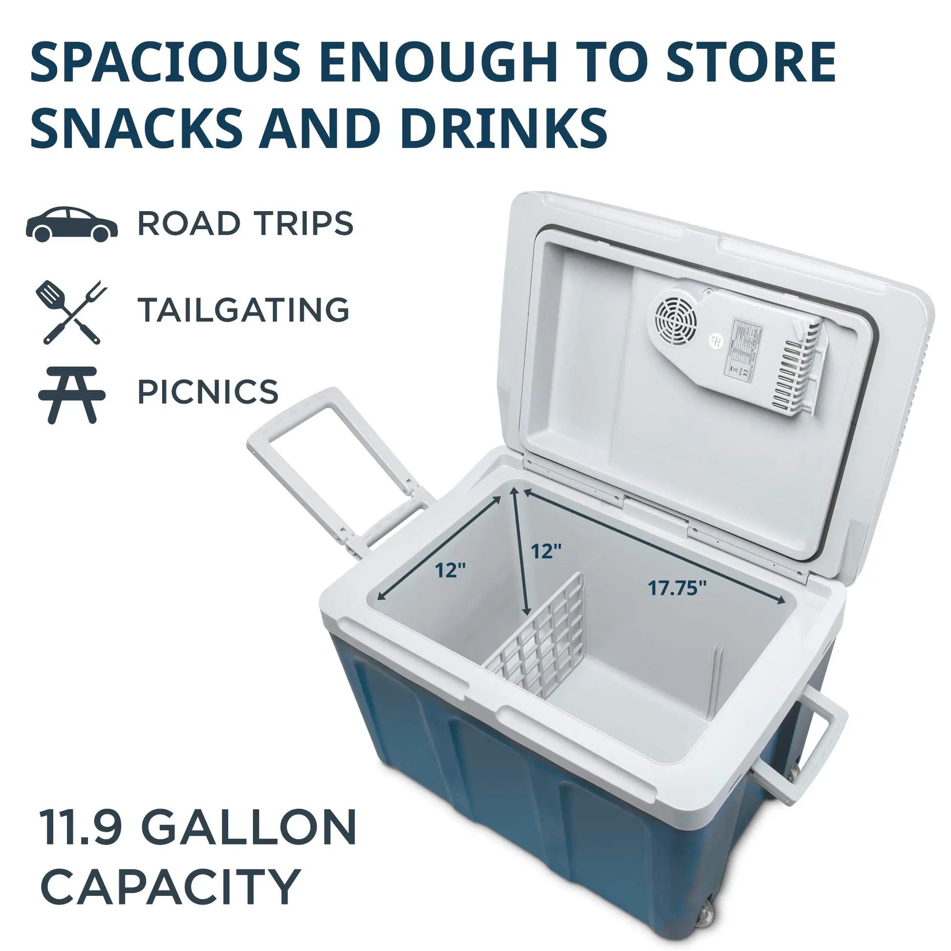Electric Cooler & Warmer, 45 L Portable Thermoelectric 12 Volt Cooler with Wheels