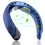 Portable Neck Fan with LED Display, Hands Free Bladeless Fan, 4000 Mah Battery Operated Wearable Personal Fan, Leafless, Rechargeable, Headphone Design,3 Speeds Gifts for Women Men