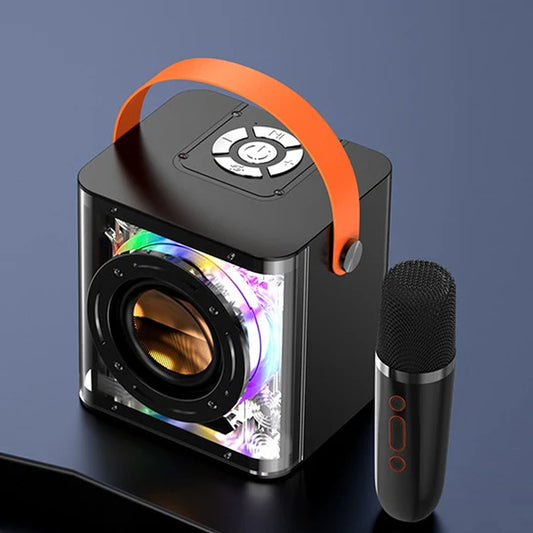 Portable Bluetooth Speaker, Portable Mini Wireless Speaker, Outdoor Karaoke Speaker, Microphone Set, Integrated Low Sound Cannon