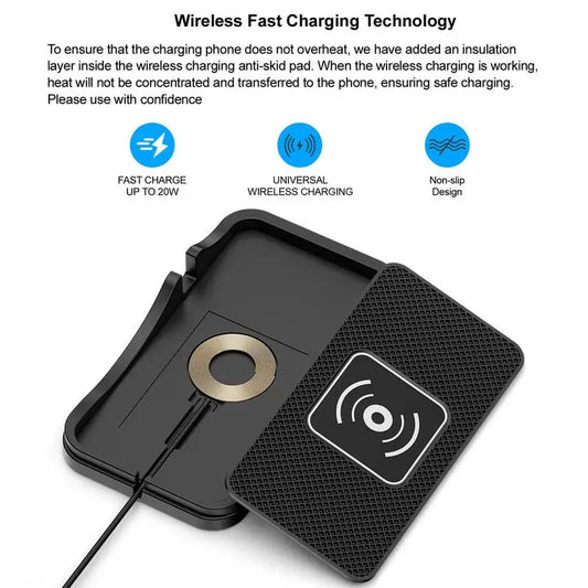 Wireless Car Charger Wireless Phone Charger Mat for Auto Cordless Phone Charger Non-Slip Cell Phone Charger Pad for Car Home