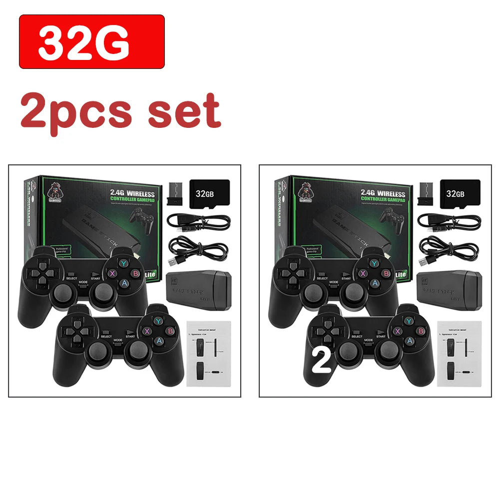 M8 Retro Game Stick 4K 10000 Games Portable Video Game Console 2.4G Double Wireless Controller Handheld Game Player for PS1/MAME
