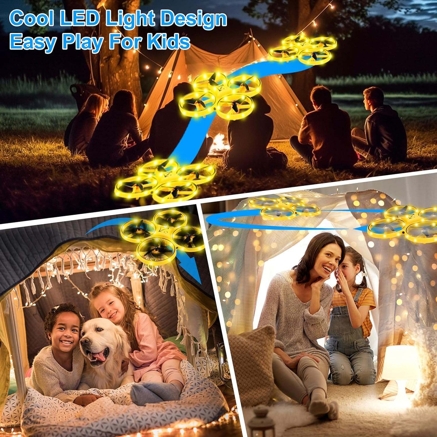 2024 Upgraded Hand Controlled Drone for Kids Small Rc Quadcopter Aircraft with Smart Watch, Cool LED Remote Control Drone 360° Flips, 3 Modes, 2 Larger Capacity Batteries