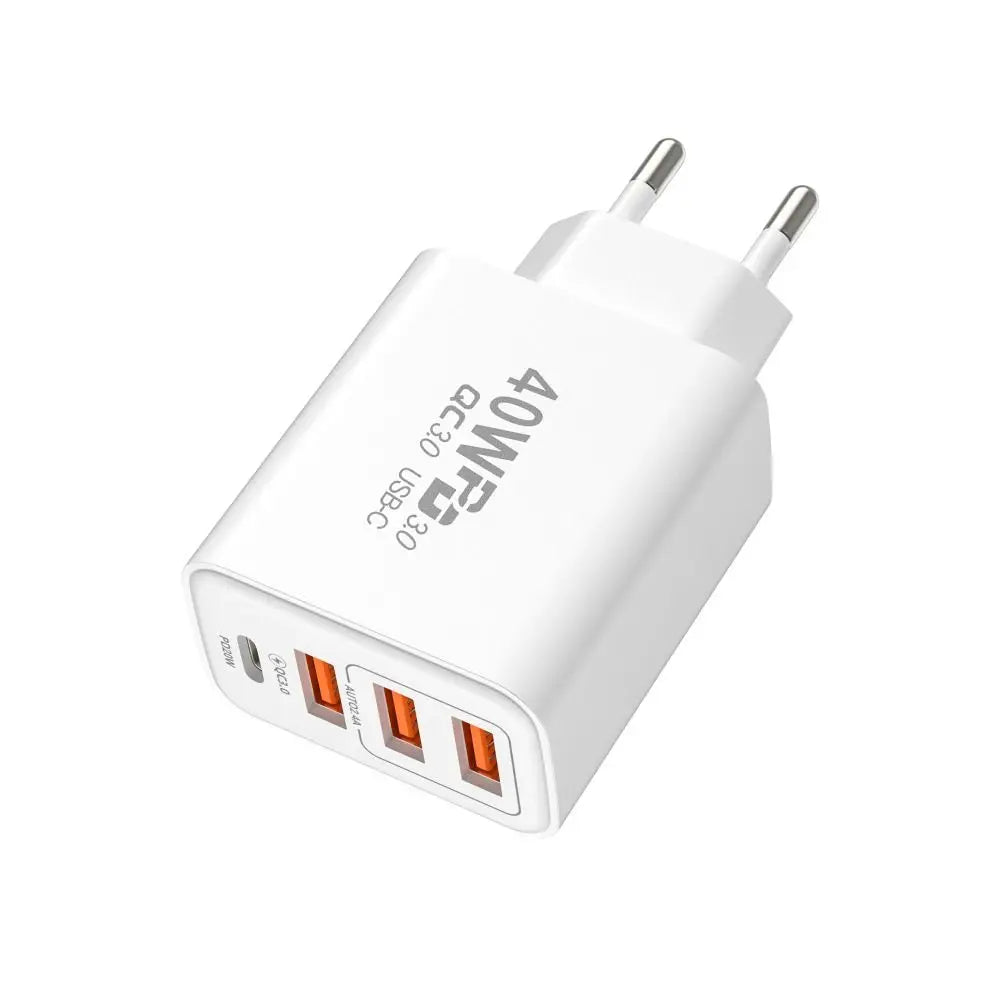 Universal 40W USB C Charging Plug 4Ports Fast Charging Charging Block Typec Phone Plug Adapter