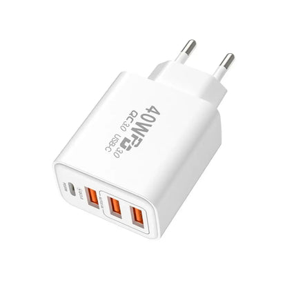 Universal 40W USB C Charging Plug 4Ports Fast Charging Charging Block Typec Phone Plug Adapter