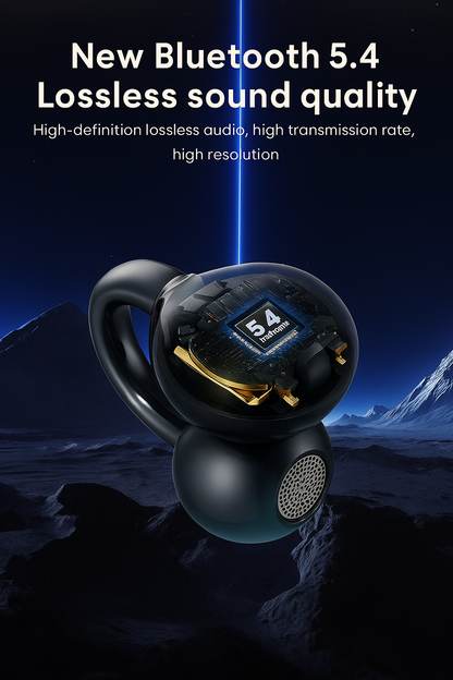 M100 Bluetooth 5.4 Earbuds with open-ear hook and noise-canceling mic