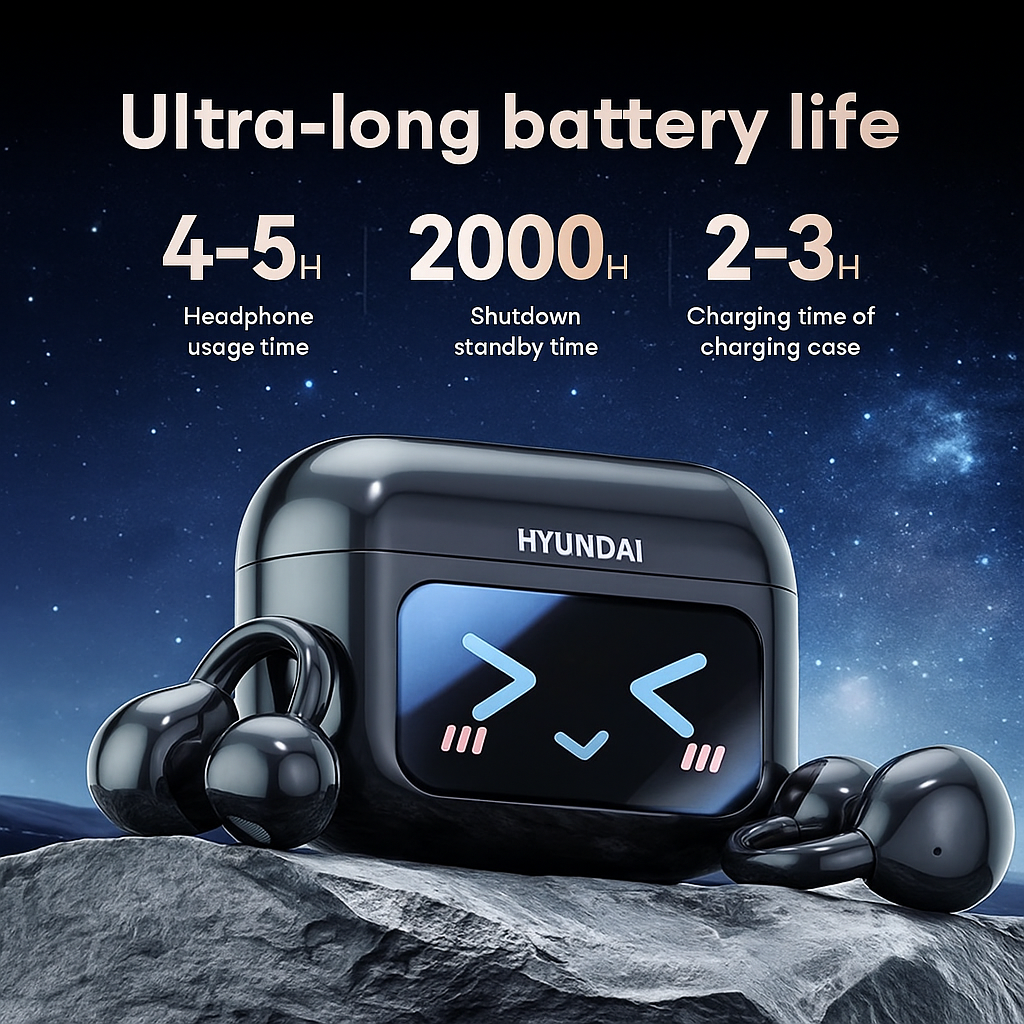 M100 Bluetooth 5.4 Earbuds stylish LED case with smart AI sound control