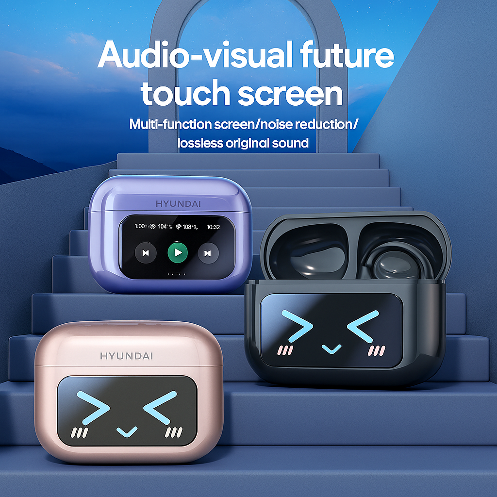 New  M100 LED Screen Anti-Loss Headphone AI Noise Reduction with HIFI Sound Bluetooth V5.4 Earphone Open Ear-Hook Earbuds