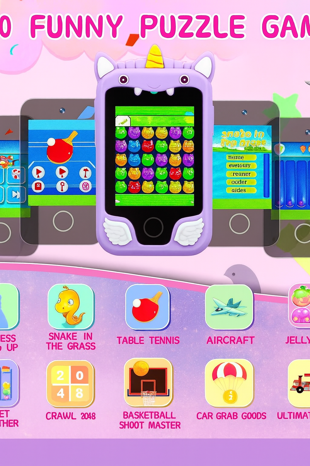 Kids Smart Phone Camera Toys Touchscreen Unicorn Baby Mobile MP3 Player Digital Camera Educational Toys for Girls Boys Age 3-8