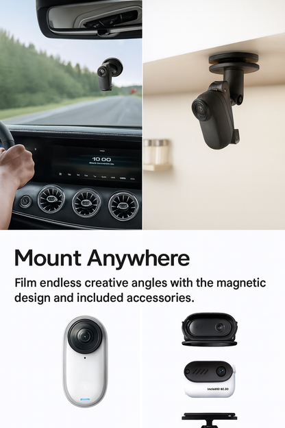 GO 3S 4K Tiny Portable Vlogging Camera,Hands-Free Povs,Mount Anywhere,Stabilization,140 Min Battery Life,10M Waterproof