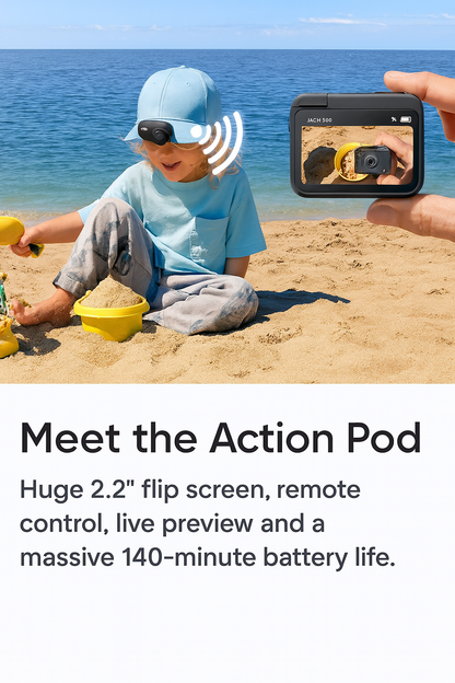 GO 3S 4K Tiny Portable Vlogging Camera,Hands-Free Povs,Mount Anywhere,Stabilization,140 Min Battery Life,10M Waterproof