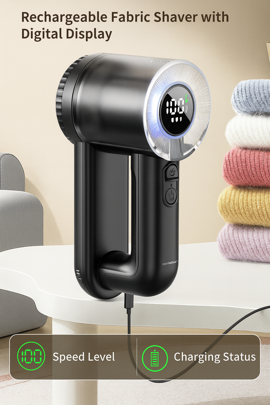 Coldsky Rechargeable Fabric Shaver Electric Lint Remover with Digital Display Sweater Shaver Lint Shaver for Clothing Blanket