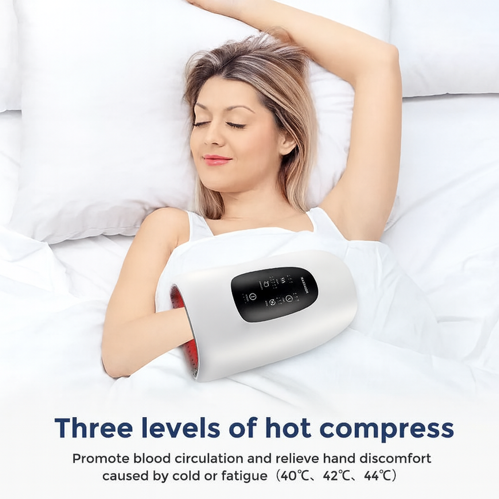 Electric Hand Massager 3 Modes Airbag Hot Compress Massager Air Compression Vibration Massage for Finger Palm Fatigue Relieve
