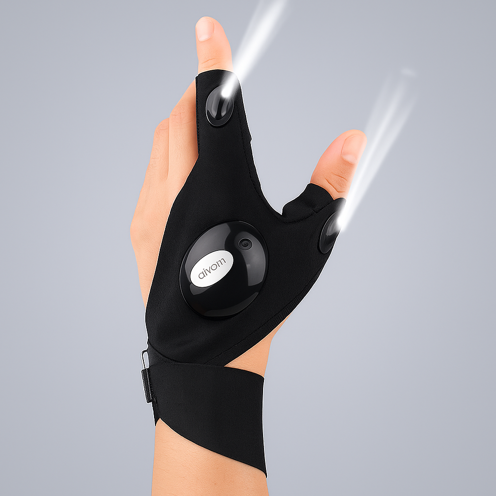 LED Half Finger Glove for Men Women Outdoor Waterproof Night Fishing Bait Cycling Running Flashlight Durable Fingerless Gloves