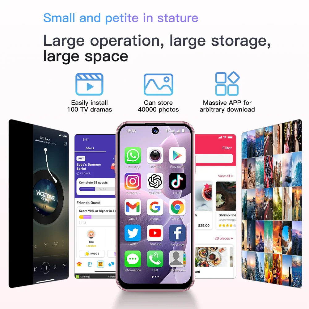 XS19 3.88" Mini Smartphone 2GB RAM 16GB ROM Android10.0 Face Recognition Unlock 3G Small Mobile Phone