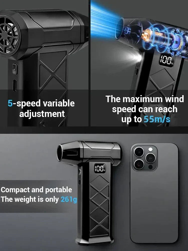 130000RPM Powerful Air Blower 5-Gear Speed High-Power Brushless Turbo Fan Jet Cordless Electric Air Duster for Keyboard Cleaning