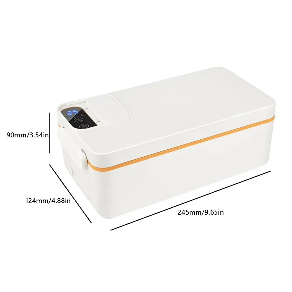 Portable Wireless Electric Lunch Box Food Heater W/1.5L Removable Stainless Steel Container Heated Lunch Box for Office/Travel