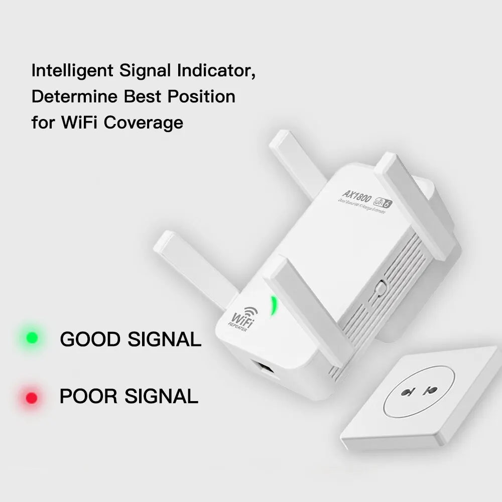 Wifi6 AX1800 Wireless Repeater Dual Band 2.4G/5Ghz 802.11AX Gigabit Wi-Fi 6 Extender Long Range Signal Expansion Booster