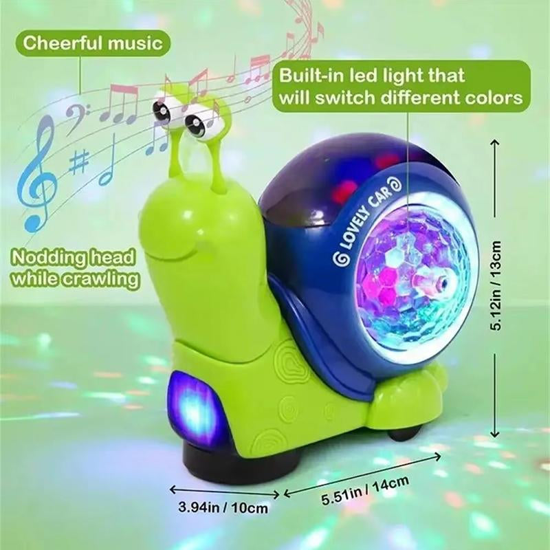 Crawling Snail Design Music Toys, Electricsnail Toy, Cute Electronic Animal Crawl Toy,Toys with Built-In LED Light, Interactivelearning Toy