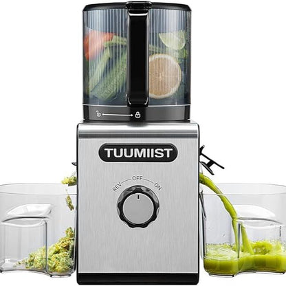 Juicer Machines, TUUMIIST Cold Press Juicer with 6.5“&5.3"&4.3“ Extra Large Feed Chute Fit Whole Fruits & Vegetables Easy to Clean, High Juice Yield, BPA Free