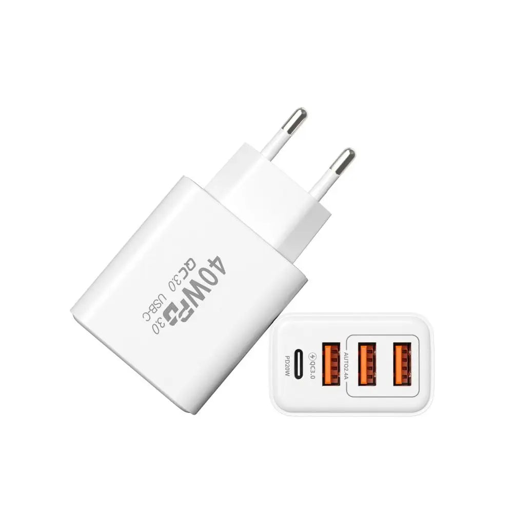Universal 40W USB C Charging Plug 4Ports Fast Charging Charging Block Typec Phone Plug Adapter