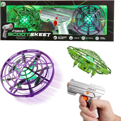 Force1 Scoot Skeet Drone Electronic Shooting Game for Kids and Adults - Drones + Blaster Set - LED Stunt Drone, Indoor Mini Drone Kids Flying Toys