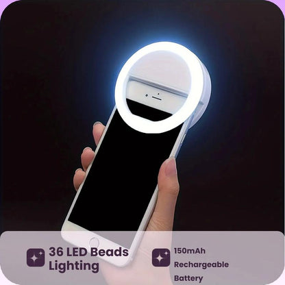 USB Rechargeable Selfie Ring Light, 36-LED Portable Selfie Light, Photoshoot Light, Night Selfie Enhancing Light for Phone Photography, Selfie Accessories, Gifts for Girlfriend Cellphone, Selfie LED Lights