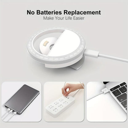 USB Rechargeable Selfie Ring Light, 36-LED Portable Selfie Light, Photoshoot Light, Night Selfie Enhancing Light for Phone Photography, Selfie Accessories, Gifts for Girlfriend Cellphone, Selfie LED Lights
