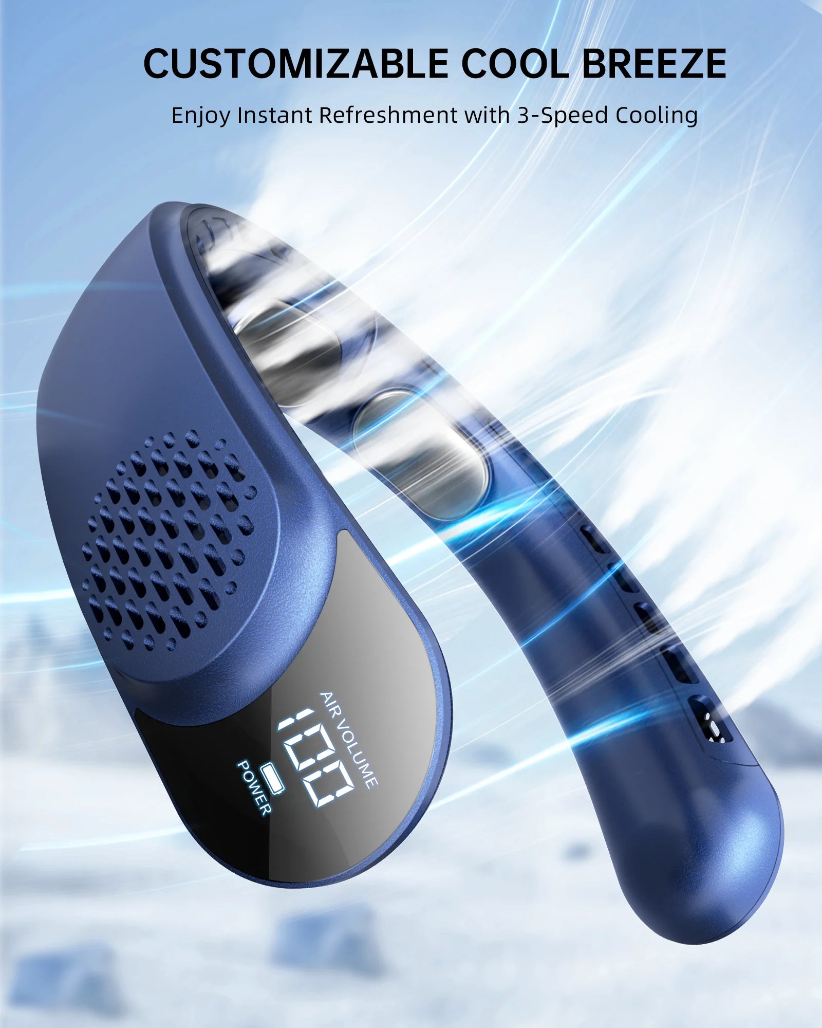 Portable Neck Fan with LED Display, Hands Free Bladeless Fan, 4000 Mah Battery Operated Wearable Personal Fan, Leafless, Rechargeable, Headphone Design,3 Speeds Gifts for Women Men