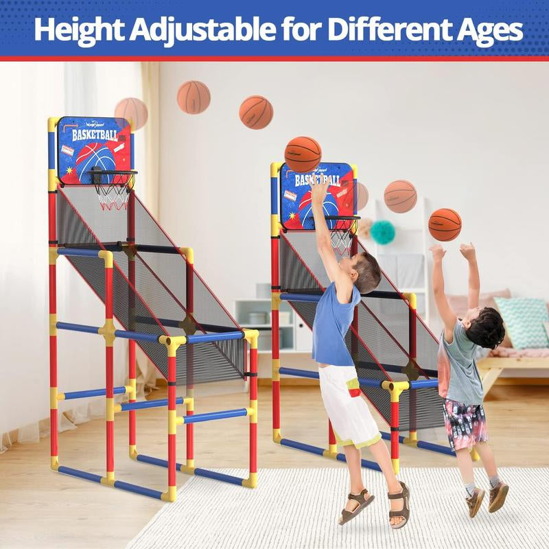 Basketball Hoop Arcade Game W/Electronic Scoreboard Cheer Sound, Basketball Hoop Indoor Outdoor W/4 Balls, Basketball Game Toys Gifts