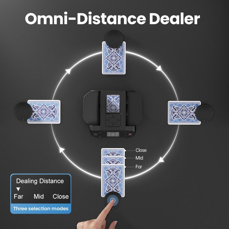 Drawpies 2-In-1 Automatic Card Shuffler &Dealer 4 Drawing Remotes Adjustable Dealing Distance for Poker Night UNO Phase 10 Board Games & More