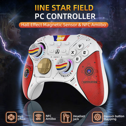 Star-Field PC Controller Hall Effect Joystick & NFC Amiibo with 2.4Ghz Bluetooth Receiver for Pc/Laptop/Switch/Steam/Ipad
