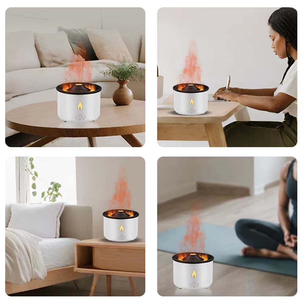 Flame Aroma Diffuser for Home Ultrasonic Humidifier 2 Colors Home Fragrance Humidifier for Bedroom Essential Oil Difusor