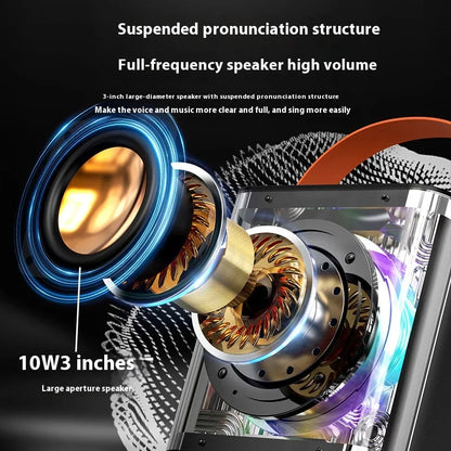 Portable Bluetooth Speaker, Portable Mini Wireless Speaker, Outdoor Karaoke Speaker, Microphone Set, Integrated Low Sound Cannon