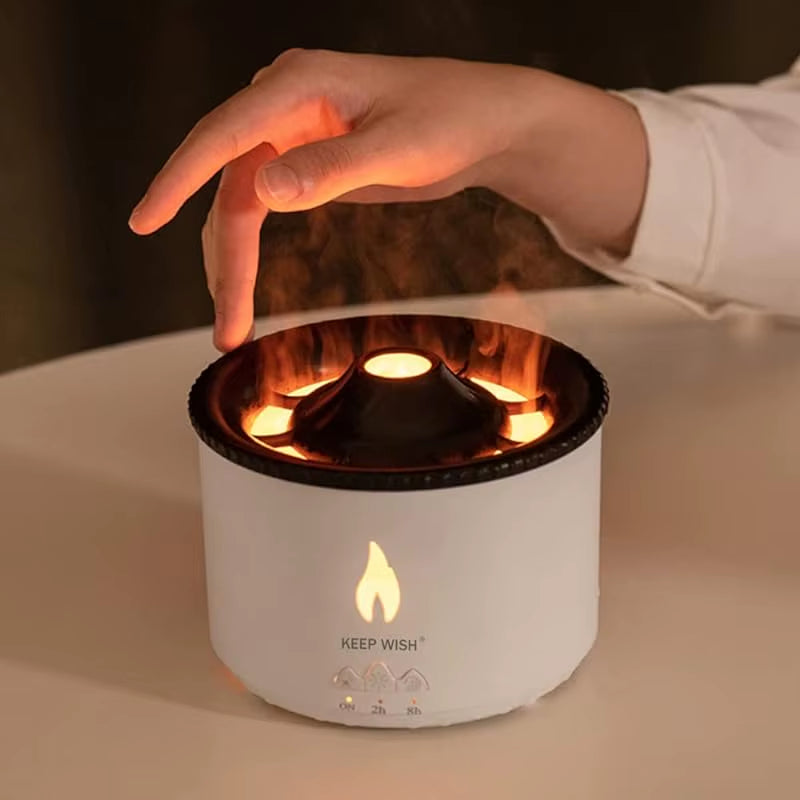 Flame Aroma Diffuser for Home Ultrasonic Humidifier 2 Colors Home Fragrance Humidifier for Bedroom Essential Oil Difusor