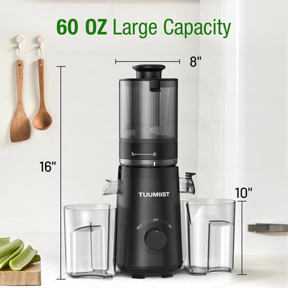 Juicer Machines, TUUMIIST Cold Press Juicer with 6.5“&5.3"&4.3“ Extra Large Feed Chute Fit Whole Fruits & Vegetables Easy to Clean, High Juice Yield, BPA Free
