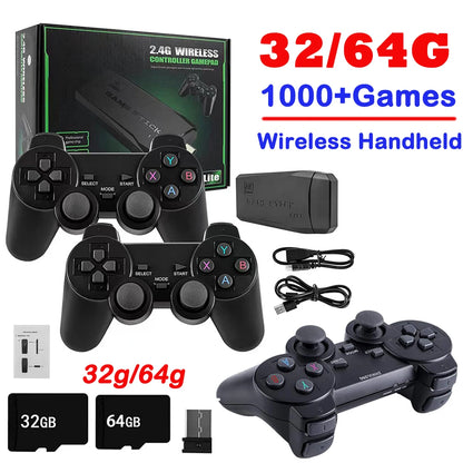M8 Retro Game Stick 4K 10000 Games Portable Video Game Console 2.4G Double Wireless Controller Handheld Game Player for PS1/MAME