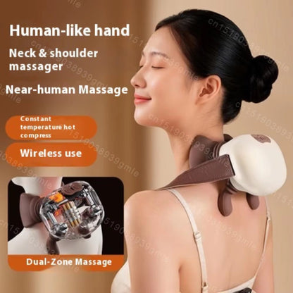 Bionic Neck Shoulder Massager Finger Pressure Heated Back Massagers Electric Kneading Muscles Massage Pillow Neck Waist Leg Body