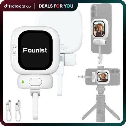 FOUNIST Vlogmate Mini(Only for IPHONE), 1080P Plug and Play Mobile Vlog Selfie Monitoring Screen, , Use the Mobile Phone Rear Camera to Make Selfie Vlog Live Broadcast on Tiktok, 4K@120 Fps and 4K@30 Fps:Requires Blackmagic Cam App.