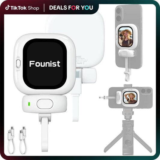 FOUNIST Vlogmate Mini(Only for IPHONE), 1080P Plug and Play Mobile Vlog Selfie Monitoring Screen, , Use the Mobile Phone Rear Camera to Make Selfie Vlog Live Broadcast on Tiktok, 4K@120 Fps and 4K@30 Fps:Requires Blackmagic Cam App.