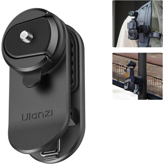 ULANZI CK02 Cka Quick Release Camera Backpack Mount Clip,Ck01 Magnetic Mount Stand for DJI Osmo Pocket 3 Accessories, with Standard 1/4" Thread for Action Cameras Pocket 3 Expansion Adapter