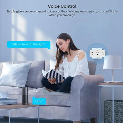 16A US Tuya Smart Wifi Plug Socket 2 Outlets 2 USB Ports with Timer Countdown Smart Life APP Remote Control Works with Alexa Goo