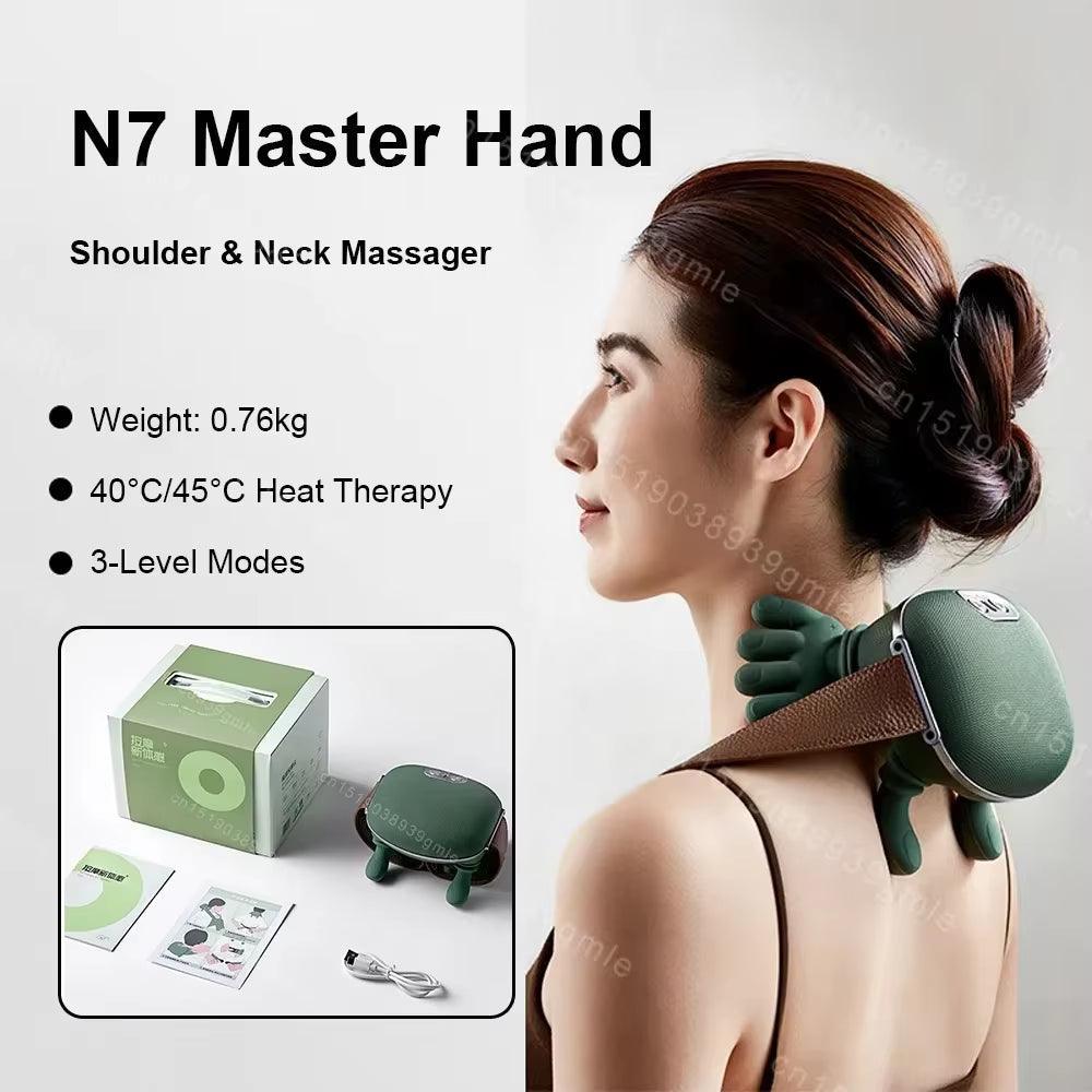 Bionic Neck Shoulder Massager Finger Pressure Heated Back Massagers Electric Kneading Muscles Massage Pillow Neck Waist Leg Body