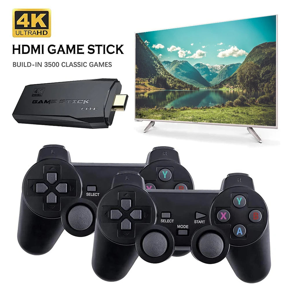M8 Retro Game Stick 4K 10000 Games Portable Video Game Console 2.4G Double Wireless Controller Handheld Game Player for PS1/MAME