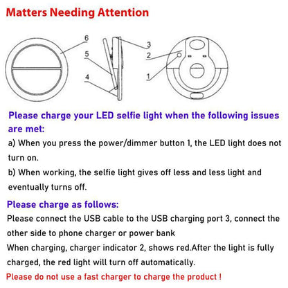 USB Rechargeable Selfie Ring Light, 36-LED Portable Selfie Light, Photoshoot Light, Night Selfie Enhancing Light for Phone Photography, Selfie Accessories, Gifts for Girlfriend Cellphone, Selfie LED Lights